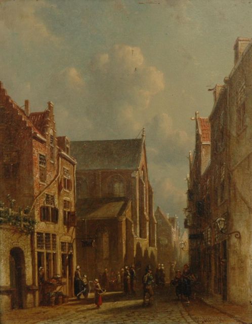 Petrus Gerardus Vertin | A townscene with figures near a church, oil on panel, 34.4 x 26.6 cm, signed l.r. and dated '68