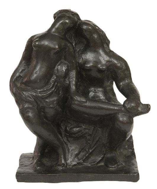 Pallandt Ch.D. van | Two girlfriends, bronze 21.9 x 18.6 cm, signed on the side of the base and executed ca. 1941