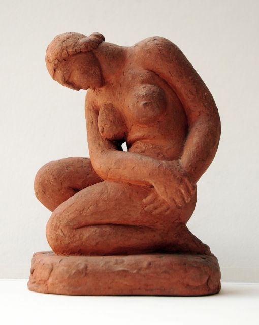 Leslie Harradine | Crouching female nude, terra cotta, 14.9 x 11.0 cm, signed on the side of the base and dated '48 on the side of the base