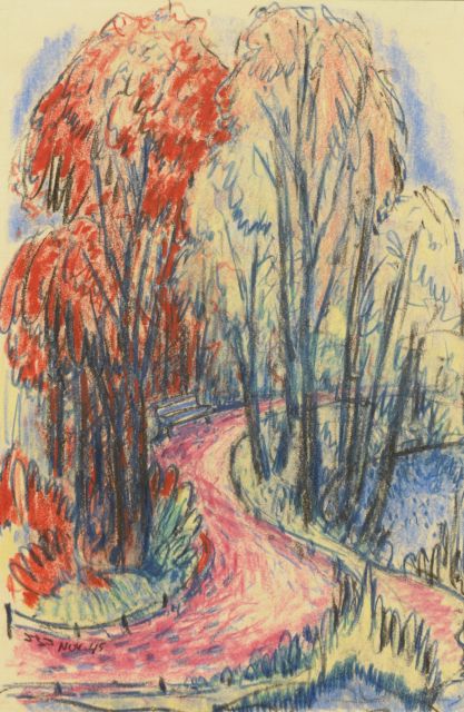 Simon Steenmeijer | The Noorderplantsoen in Groningen, chalk on paper, 47.3 x 32.3 cm, signed l.l. with initials and dated nov. '45
