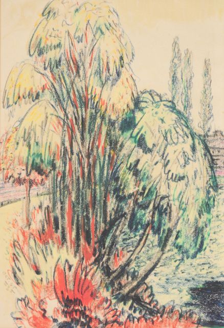 Simon Steenmeijer | The Noorderplantsoen, Groningen, chalk on paper, 48.0 x 32.3 cm, signed l.l. with initials and dated oct. '45