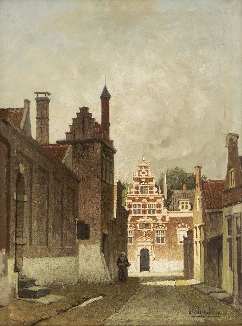 Klinkenberg J.C.K.  | A city view in summer (possibly Delft), oil on panel 33.0 x 24.7 cm, signed l.r.