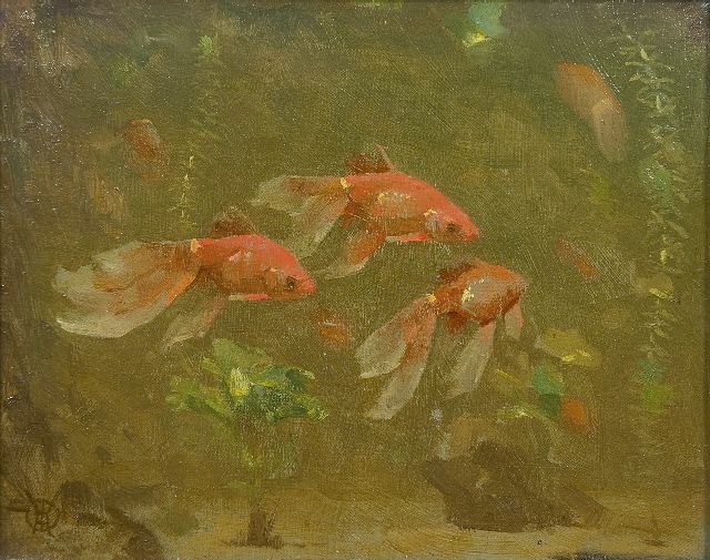 Gerrit Willem Dijsselhof | Veiltails, oil on canvas, 17.6 x 22.0 cm, signed l.l.