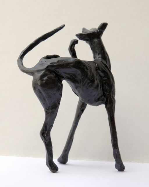 Harriet Glen | Greyhound, bronze, 10.3 x 8.0 cm, signed on right hind leg