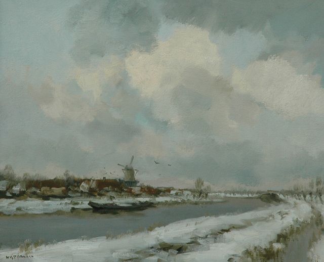 Willem George Frederik Jansen | A polder landscape in winter, oil on canvas, 50.0 x 60.2 cm, signed l.l.