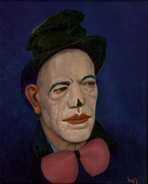 Willem van den Berg | Portrait of a clown, oil on panel, 35.6 x 29.0 cm, signed l.r. with monogram