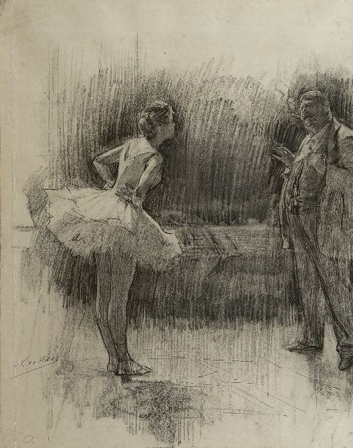 Nicolaas van der Waay | The ballerina, black chalk on paper, 54.7 x 42.5 cm, signed l.l.