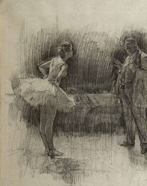 Waay N. van der | The ballerina, black chalk on paper 54.7 x 42.5 cm, signed l.l.