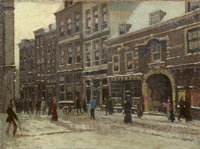 Jongh M.J. de | A view of Amsterdam in winter, oil on canvas 30.4 x 40.3 cm