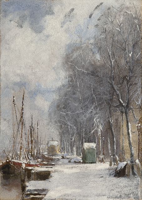 Mastenbroek J.H. van | The Wijnhaven, Rotterdam, in winter, watercolour and gouache on paper 34.0 x 23.9 cm, signed l.r.