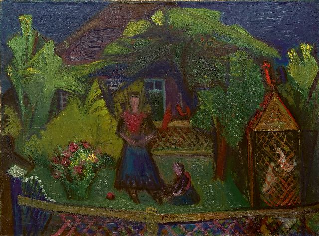 Frankot R.  | Woman and child, Staphorst, oil on canvas 60.2 x 80.4 cm, painted ca. 1948