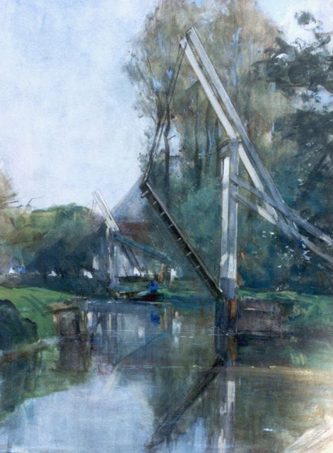 Arntzenius P.F.N.J.  | Canal with draw-bridge, watercolour on paper 44.5 x 33.5 cm, signed signed l.r.