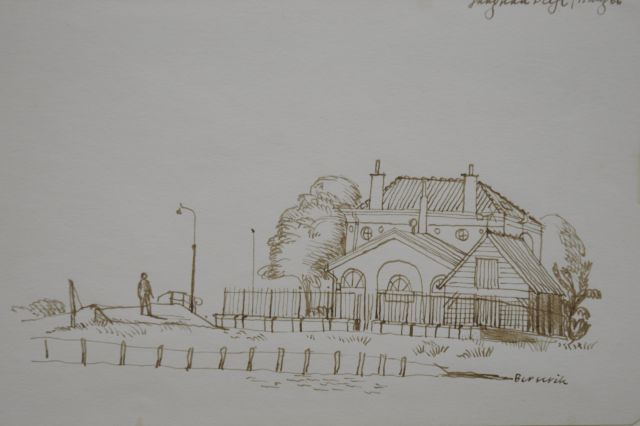 Herman Berserik | Alongside the Jaagpad, Delft, pen and ink on paper, 15.8 x 23.7 cm, signed l.r. and dated 15 aug '66