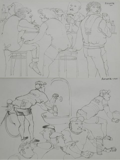 Berserik H.  | At the bar; on the reverse: Bikers at the bar, pen and ink on paper 15.8 x 23.7 cm, signed u.r. and both dated 1966