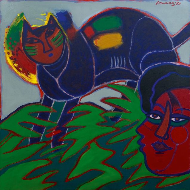 Corneille | Chat dans un été triomphant, acrylic on canvas, 60.1 x 60.0 cm, signed u.r. and dated '80