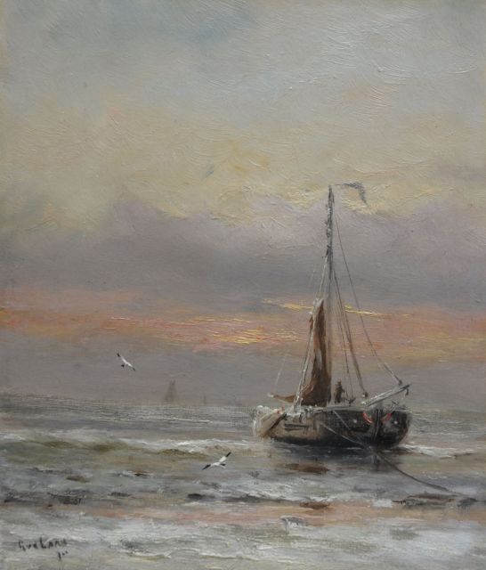 Gerard van der Laan |  Winter at the beach, oil on painter's board, 19.3 x 16.9 cm, signed l.l.