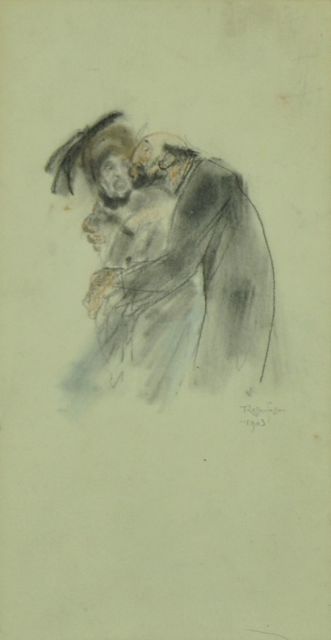 Armand Rassenfosse | Effusions tardives, pastel on paper, 25.3 x 13.0 cm, signed l.r. and dated 1903