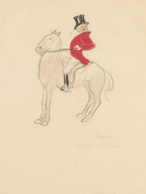 Rassenfosse A.L.  | Horse riding, pencil, chalk and watercolour on paper 25.3 x 19.0 cm, signed l.r.