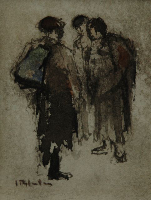 Jan Rijlaarsdam | Three women, watercolour on paper, 11.5 x 8.5 cm, signed l.l. and painted ca. 1945