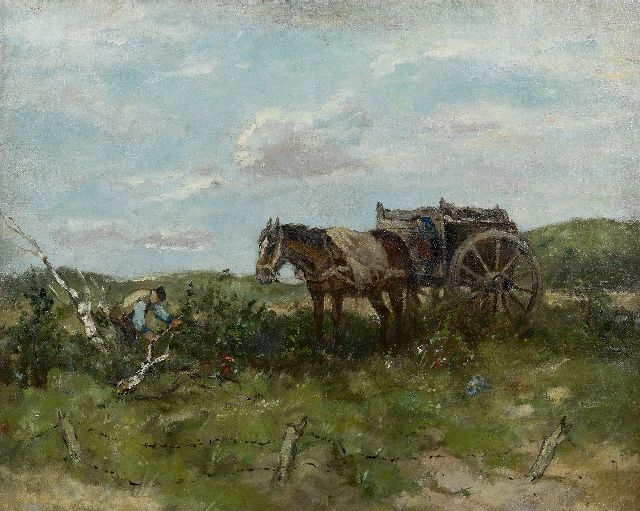 Scherrewitz J.F.C.  | The wood gatherer, oil on canvas 40.4 x 50.5 cm