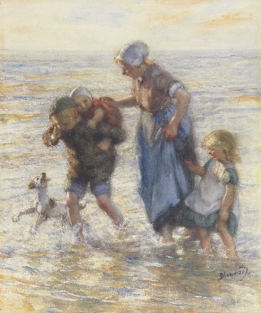 Bernard Blommers | At the seaside, watercolour on paper, 61.6 x 51.8 cm, signed l.r.