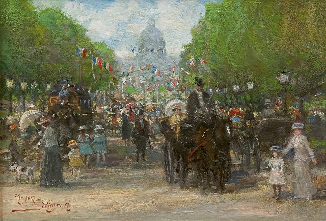 Rolf Dieter Meyer-Wiegand | Quatorze Juillet, Paris, oil on panel, 14.0 x 19.9 cm, signed l.l.