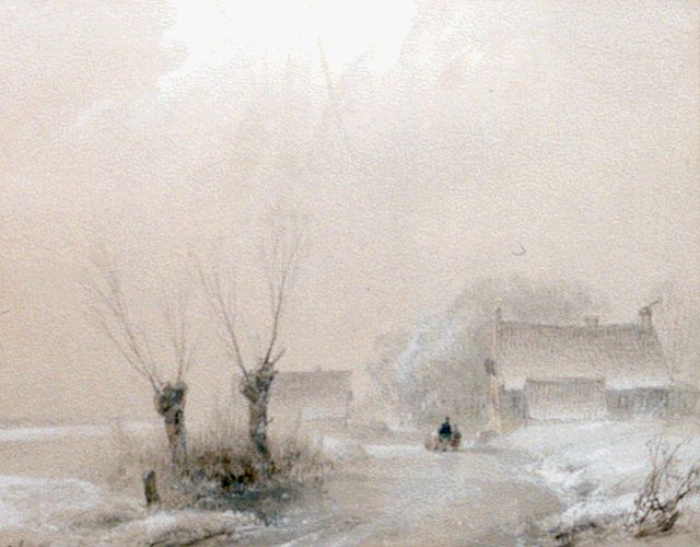 Andreas Schelfhout | A winter landscape, watercolour on paper, 16.6 x 20.9 cm, signed l.l.