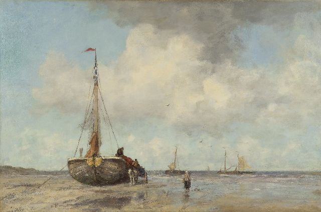 Jacob Maris | A summer's day at the beach of Scheveningen, oil on canvas, 82.5 x 125.0 cm, signed l.l. and painted ca. 1890-1895