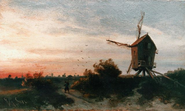 Jan Gerard Smits | Sunset glow, oil on panel, 13.0 x 21.6 cm, signed l.l. with initials and dated '84