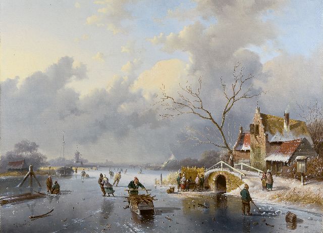 Jan Evert Morel II | A winter scene with skaters, oil on canvas, 50.2 x 68.1 cm, signed l.l.