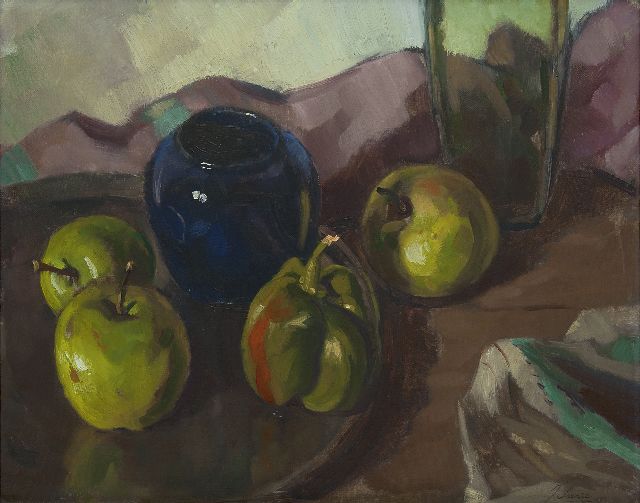 Coba Surie | Plate with apples and paprika, oil on canvas, 40.7 x 50.5 cm, signed l.r.