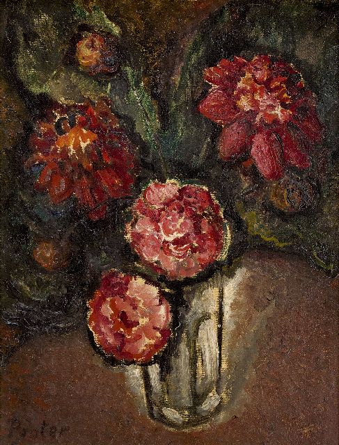 Jules De Praetere | Red flowers, oil on canvas, 45.7 x 34.7 cm, signed l.l.