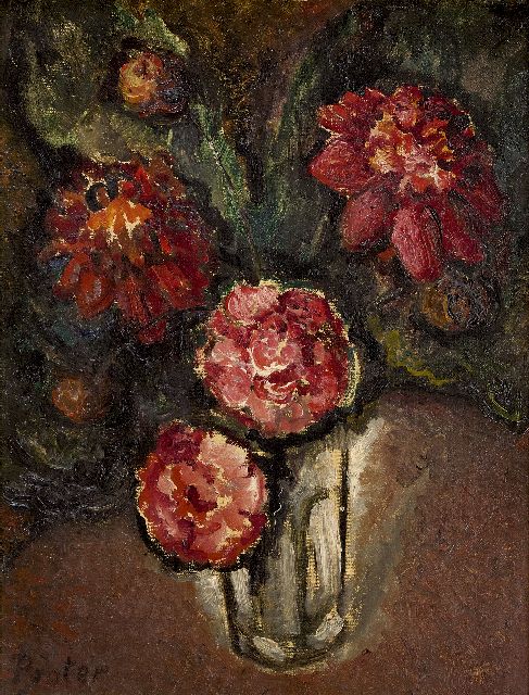 Praetere J. De | Red flowers, oil on canvas 45.7 x 34.7 cm, signed l.l.