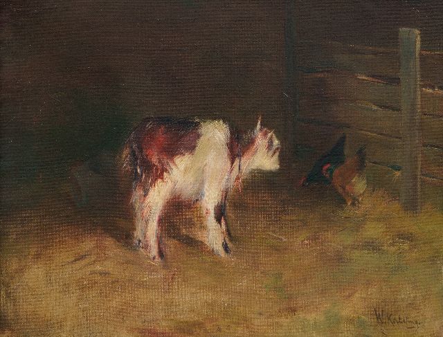 Korteling W.  | A goat and chicken, oil on canvas 31.0 x 40.1 cm, signed l.r.