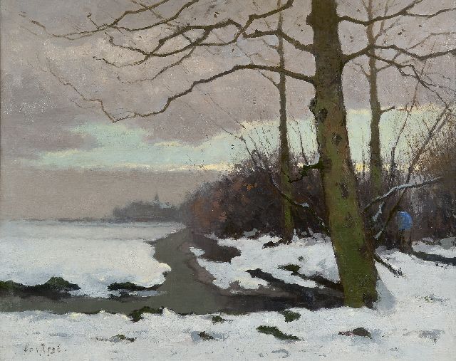 Piet Regt | Polder landscape in the snow, oil on canvas, 44.2 x 55.5 cm, signed l.l.