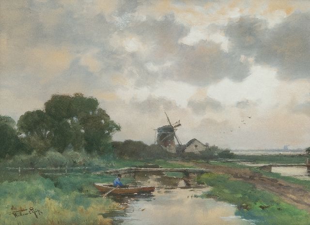 Willem Rip | Polder landscape, watercolour on paper, 35.5 x 48.5 cm, signed l.l.