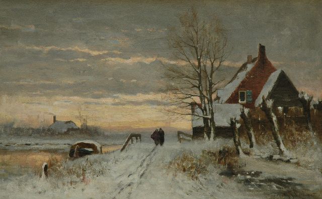 Gerardus Johannes Roermeester | Winter twilight, oil on canvas, 44.0 x 66.4 cm, signed l.r.
