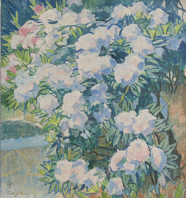 Patoux E.J.  | White Azalea japonica, oil on canvas 75.8 x 70.5 cm, signed l.l. with monogram and in full