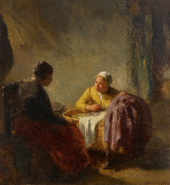 Hoog J.B. de | The maternity visit, oil on canvas 50.3 x 45.7 cm, signed l.r.