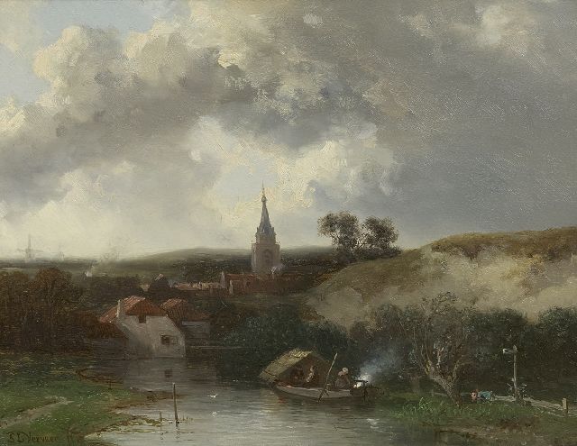 Salomon Verveer | A village in the dunes, oil on panel, 19.7 x 25.3 cm, signed l.l. and painted ca. 1857-1860