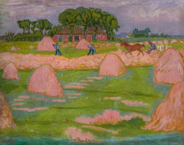 Jan Altink | Harvest time, wax paint on canvas, 80.1 x 100.0 cm, signed l.l. and dated '25