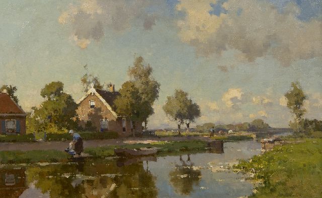Cornelis Vreedenburgh | Along the polder canal, oil on canvas, 47.5 x 76.0 cm, signed l.r.