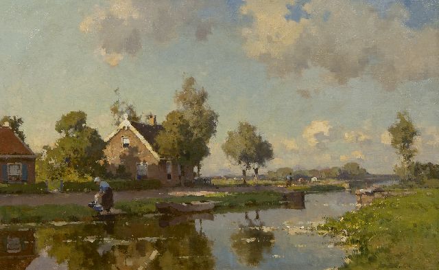 Vreedenburgh C.  | Along the polder canal, oil on canvas 47.5 x 76.0 cm, signed l.r.