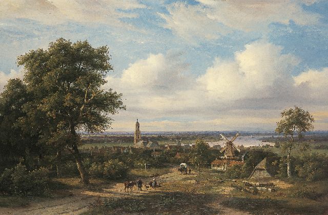 Johannes Pieter van Wisselingh | A view of Rhenen in summer, oil on canvas, 105.2 x 160.3 cm, signed l.l. and probably painted circa 1841