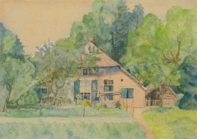 Schipperus P.A.  | A cottage garden in the woods, watercolour on paper 21.2 x 30.4 cm, signed l.r.