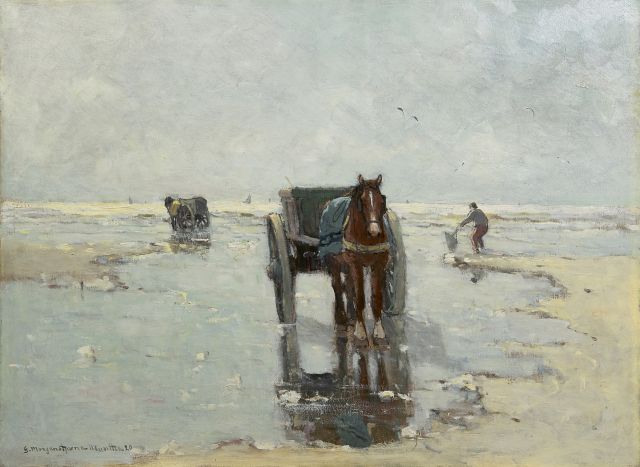 Munthe G.A.L.  | Shell fishers along the Dutch coast, oil on canvas 57.9 x 77.7 cm, signed l.l. and dated '20