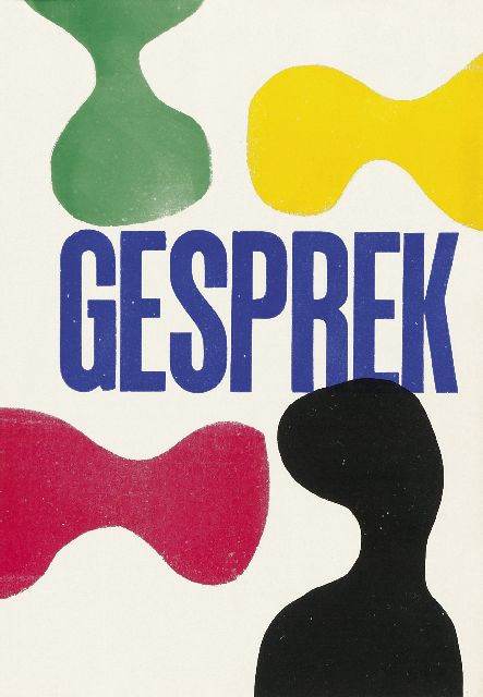 Hendrik Werkman | Gesprek: cover of booklet  with tekst by F.R.A. Henkels, stencil on paper, 31.5 x 22.1 cm, printed in 1942
