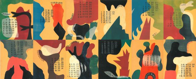 Werkman H.N.  | Calender 1945 - facsimile edition*, print on paper 32.3 x 24.6 cm, printed in 1995