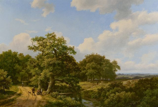 Marinus Adrianus Koekkoek I & Hermanus Koekkoek sr. | Land folk on a wooded path, oil on canvas, 67.2 x 100.0 cm, signed l.l. (twice) 'M.A. Koekkoek' and dated 1860