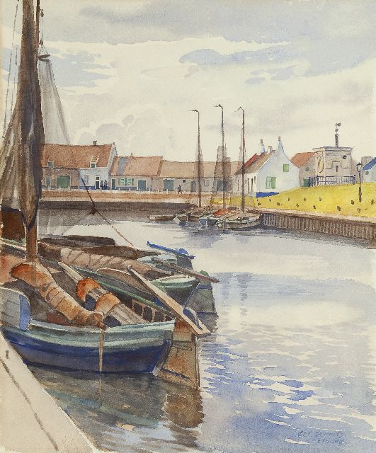 Gerrits G.J.  | Harbourview, Elburg, watercolour on paper 37.7 x 30.9 cm, signed l.r. and painted ca. 1939